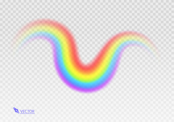 Rainbow icon. Shape arch realistic isolated on white transparent background. Colorful light and bright design element. Symbol of rain