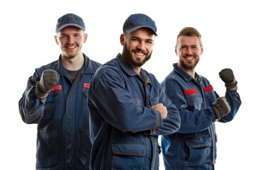 Group of men in blue uniforms posing for a photo, possibly for an event or promotion