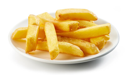 fried potatoes on white background