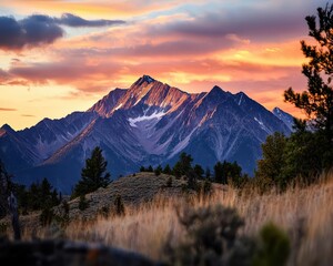 Obraz premium Mountain vistas, vibrant views, dynamic peaks, natural grandeur