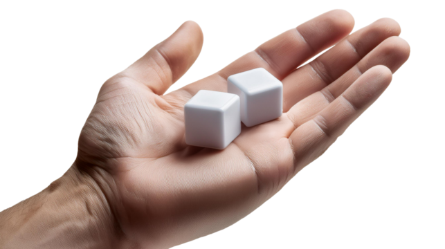 Hand Holding Blank Game Dice, FAQ Symbol, Isolated Transparent PNG, Graphic Reource