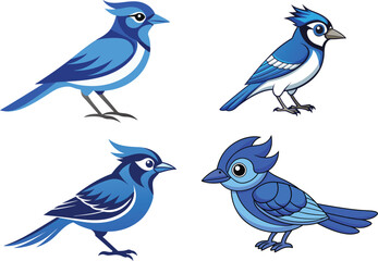 Blue Jay silhouette vector art illustration.