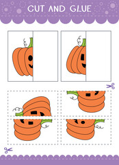 Find the couple of the picture. Simple educational game for kids. Cut and glue. Vector worksheet