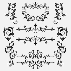 Vintage typographic decorative ornament design elements