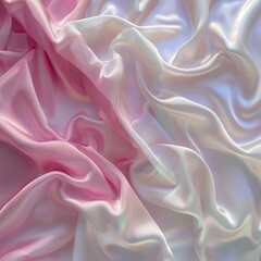Obraz premium Pink and White Fabric with Wrinkles and Folds. Multicolored Luxury Surface Banner