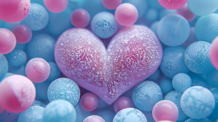Fototapeta premium Close Up Blue And Pink Balls Create A Heart