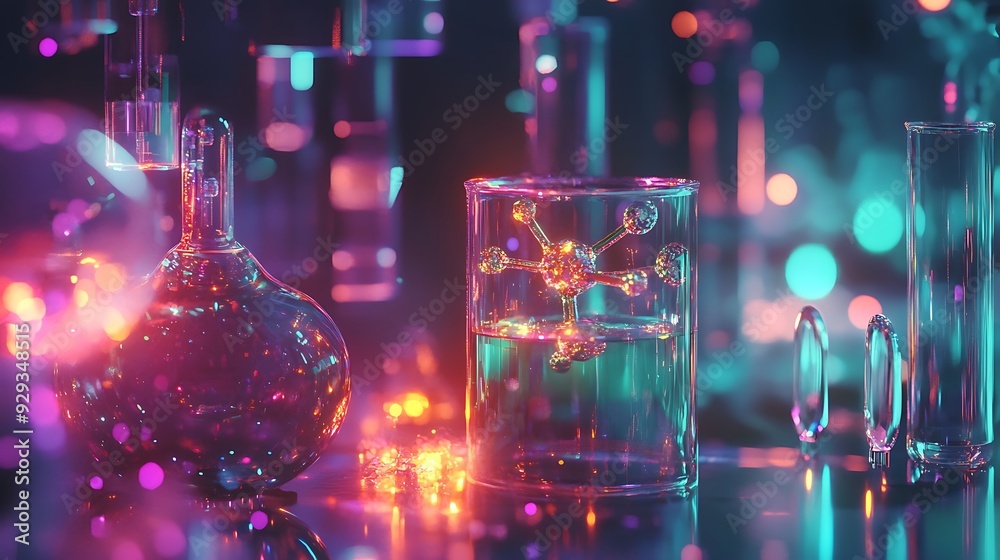 Poster a cutting-edge lab focused on quantum computing, using holographic data displays