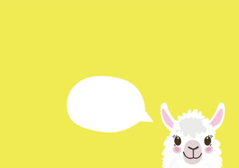 Llama with Speech Bubble on Yellow Background for Custom Messages and Invitations