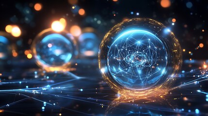 Obraz premium A state-of-the-art laboratory researching quantum computing with holographic visualizations