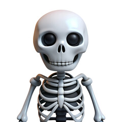 Cute human skeleton 3d rendered illustration. Halloween concept design element