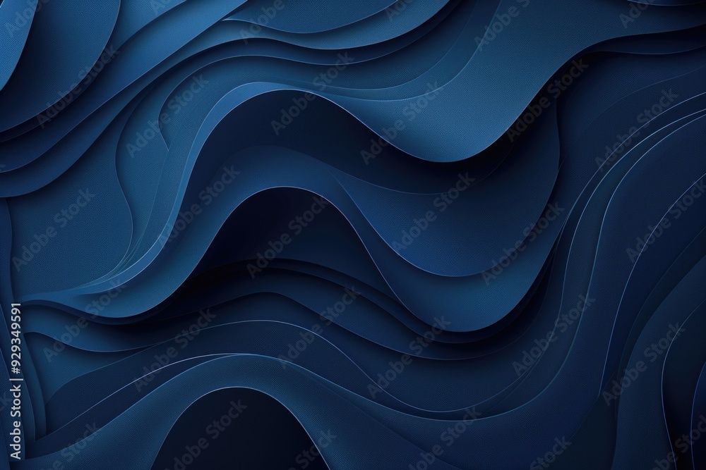 Poster A dark blue abstract background featuring wavy shapes, ideal for use in design and art projects