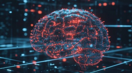Digital high tech brain. Digital Artificial Intelligence illustration depicting the concept of advanced smart brain technology.