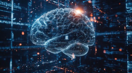 Digital high tech brain. Digital Artificial Intelligence illustration depicting the concept of advanced smart brain technology.
