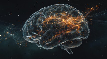 Digital high tech brain. Digital Artificial Intelligence illustration depicting the concept of advanced smart brain technology.
