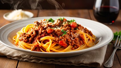 Savory Spaghetti Bolognese with Parmesan and Fresh Italian Herbs