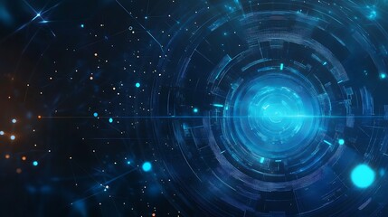 Futuristic abstract background with blue glow and lines.