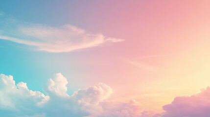 A serene sky at sunset with soft clouds and a gradient of colors.