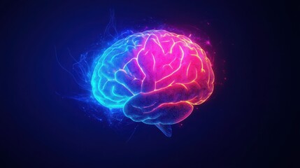 close up of brain technology, artificial intelligence concept. illustration with colorful splash isolated on black background
