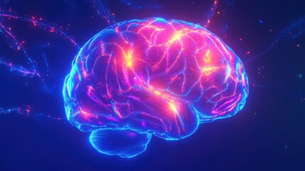 close up of brain technology, artificial intelligence concept. illustration with colorful splash isolated on black background