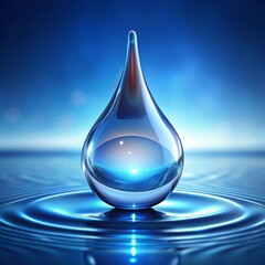 Fototapeta premium water droplet creating ripples on a reflective surface, set against a vibrant, blurred background.