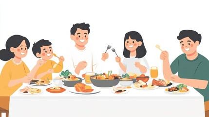 A family shares laughter and good food during a weekend brunch at home, creating fond memories together