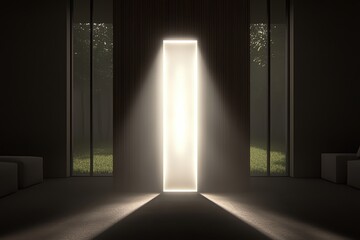 A bright doorway illuminates a dark interior, inviting exploration and symbolizing hope and new beginnings.