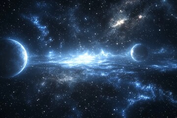 Obraz premium Space cosmic illustration with planets scene created with Generative AI