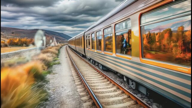 Moving train with blurred ghostly figures beside it, evoking a sense of mystery and the supernatural. Perfect for ghost stories, travel themes, and eerie concepts