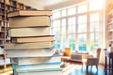 Many books at school library background