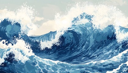 An illustration of huge rough waves