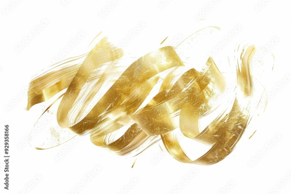Poster A close-up shot of gold paint on a white surface, ideal for use in design projects or as a background element