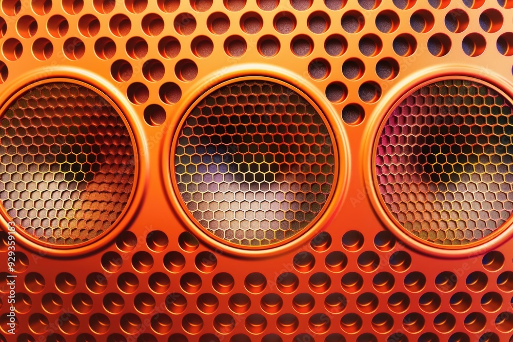 Poster a close-up shot of a speaker mounted on a wall, perfect for use in presentations or decorative setti