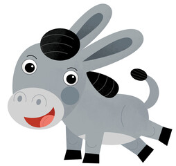 Cartoon asian funny animal donkey isolated on white background illustration for children