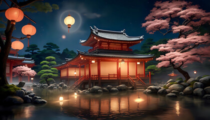 chinese temple in night