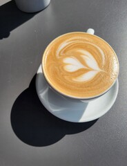 cup of coffee on black table
