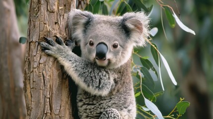 Fototapeta premium cute koala on tree branch australia wildlife 