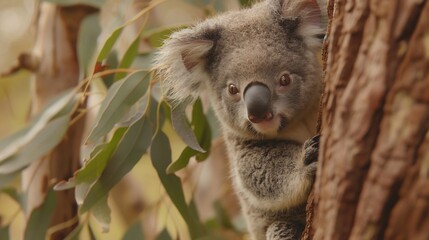 Fototapeta premium cute koala on tree branch australia wildlife 