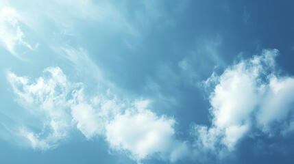 Fototapeta premium A serene sky with wispy clouds against a bright blue backdrop.
