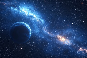 Obraz premium Space cosmic illustration with planets scene created with Generative AI