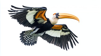 Fototapeta premium A majestic bird in flight, showcasing its vibrant feathers and impressive wingspan.