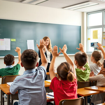 Regresso &agrave;s aulas, professora com alunos