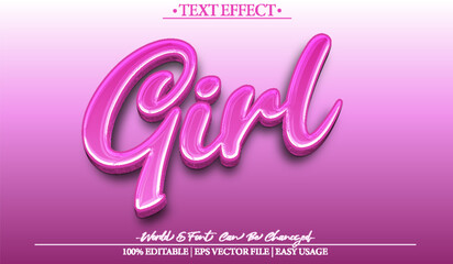 Girl Vector Text Effect Editable Alphabet Purple Woman Female Young