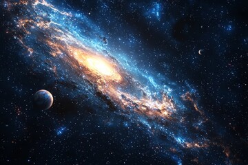 Space cosmic illustration with planets scene created with Generative AI