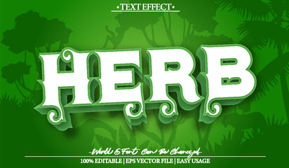 Herb Text Effect Editable Alphabet Green Plant Herbal Food Garden Botanic