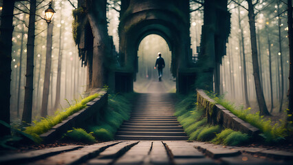 Obraz premium footpath in the forest