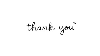 4K illustration of one continuous line writing Thank you on white background.
