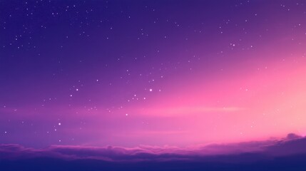 Fototapeta premium A serene twilight sky filled with stars and soft clouds in vibrant purple and pink hues.