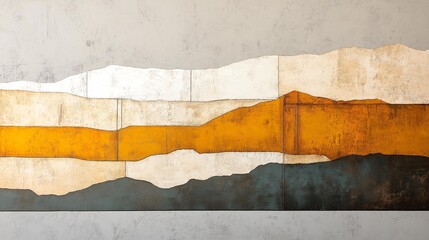 Naklejka premium Abstract Landscape: Layered Painting with Earthy Tones