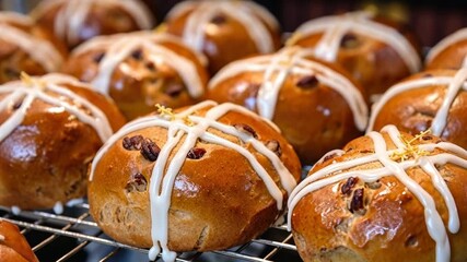Experience the joy of crafting delicious hot cross buns, combining sweet spices and fruit during a sunny day baking session
