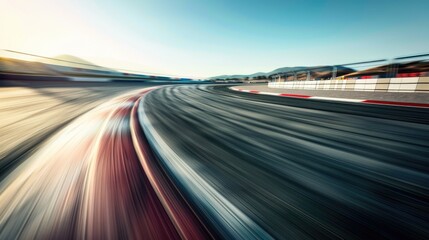 A blurred image of a racing track with speed and movement